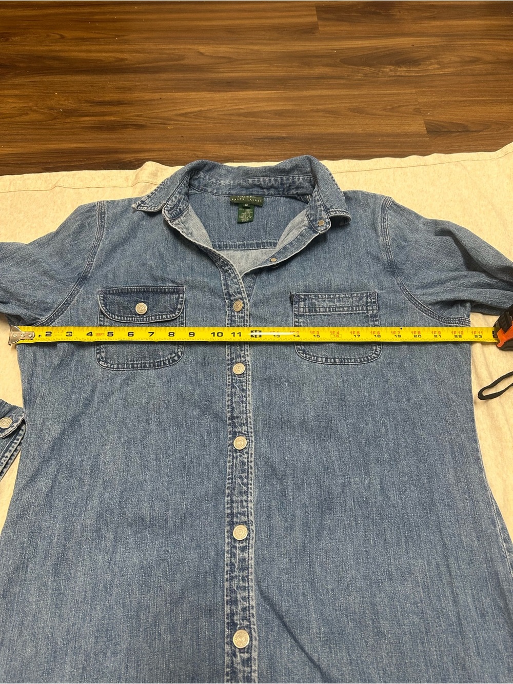 Vintage Lauren Ralph Lauren Long Sleeve Denim Shirt Dress Maxi Modest Fall - Picture 7 of 11